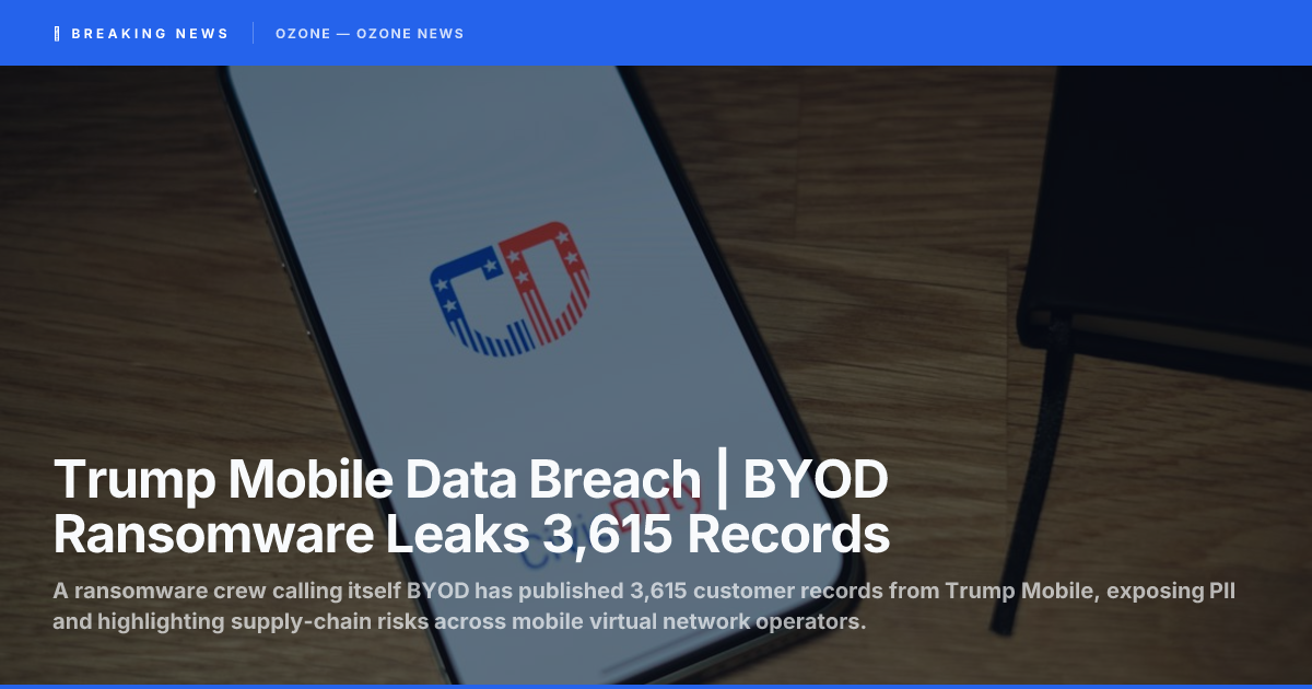 Mobile phone and network infrastructure representing the Trump Mobile data breach